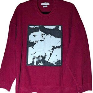 URBAN OUTFITTERS Men's X-Large Burgundy Sweater w/Graphic Long Sleeve Crew Neck